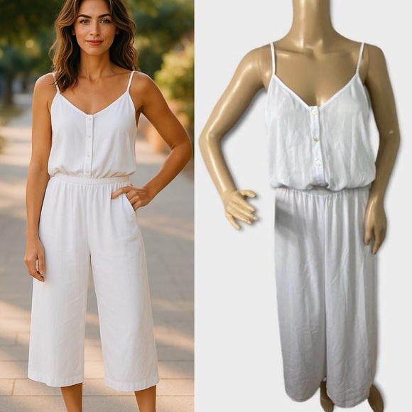 NWT Show Me Your Mumu White Crop Wide Leg Jumpsuit New With Tags Size Small Boho - Picture 1 of 15